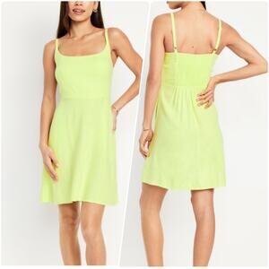 Old Navy Small Linen-Blend Cami Mini Dress in Yellow Lemon | Adjustable Straps